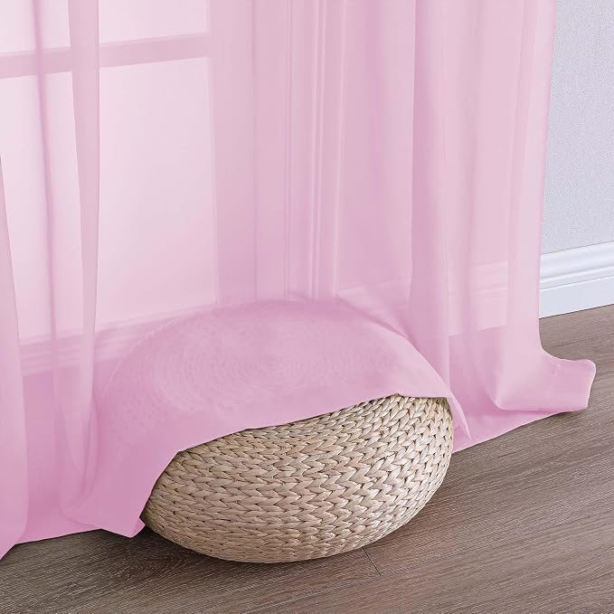 Light Pink Sheer Curtains 72 Inches Long 2 Panels Set, Light Filtering Sheer - Image 5