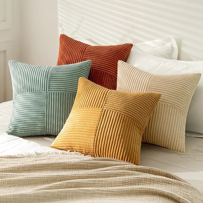 MIULEE Fall Teal-Orange Decorative Throw Pillow Covers 20x20 Inch Set of 4 Boho - Image 4