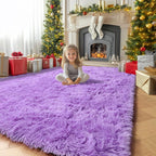 Amdrebio Purple Fluffy Kids Area Rug 4x6 by Amdrebio