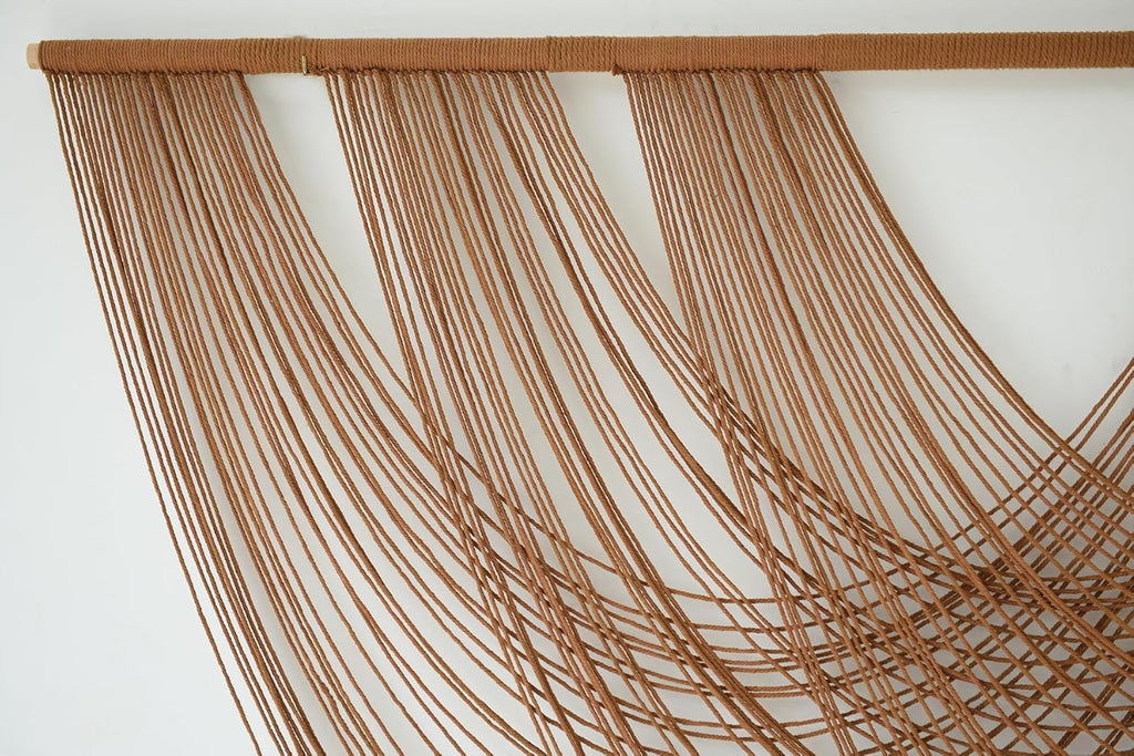 Large Macrame Wall Hanging Brown Die-Dyed 59.00" W x 31.00" L Boho Wall Decor Yarn Tapestry Craftsmanship Home Macrame Wall Decor