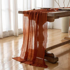 6pcs Fall Terracotta Table Runner Rust Gauze Rustic Cheesecloth 120 Inch 10 FT for Wedding Baby Shower Bridal Shower Birthday Engagement Garden Party Sheer Boho Thanksgiving Decorations