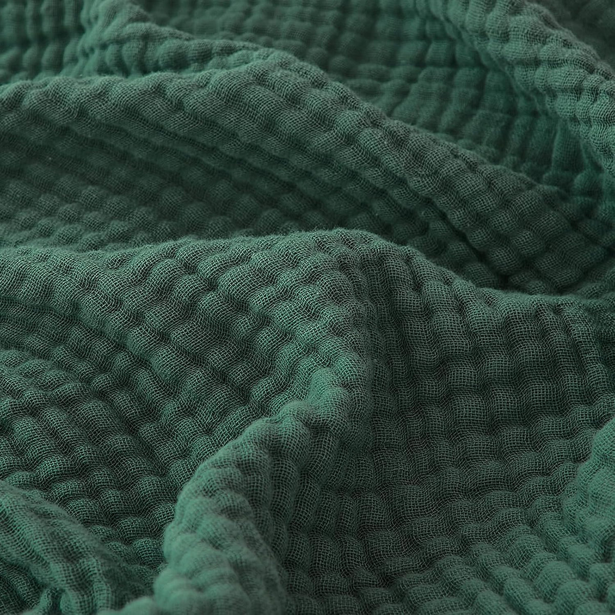 EMME Cotton Muslin Large Throw Blanket Couch Breathable Gauze Blanket Soft Lightweight Bed Blankets Adults (Forest Green, 50"x70")