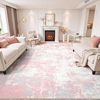 Rugflix 9x12 Area Rugs for Bedroom, Washable Pink Large Rug | Machine Washable; - Image 2
