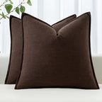 MIULEE Decorative Linen Euro Sham Pillow Covers 28x28 Inch Dark Brown | Boho by MIULEE