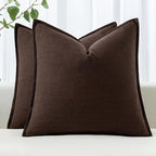 MIULEE Decorative Linen Euro Sham Pillow Covers 22x22 Inch Dark Brown | Boho by MIULEE
