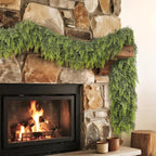 Real Touch Cedar Garland - Artificial Christmas Garlands Faux Green Cedar Fake Pine Needles Garland for Fireplace,Table, Stairs, Mantle, Window,Indoor Outdoor,Home,Holiday Decor(1 PCS,16 FT)