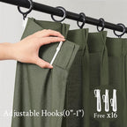 Topfinel Olive Green Pinch Pleated Linen Curtains 84 Inch Length 2 Panels - Image 3