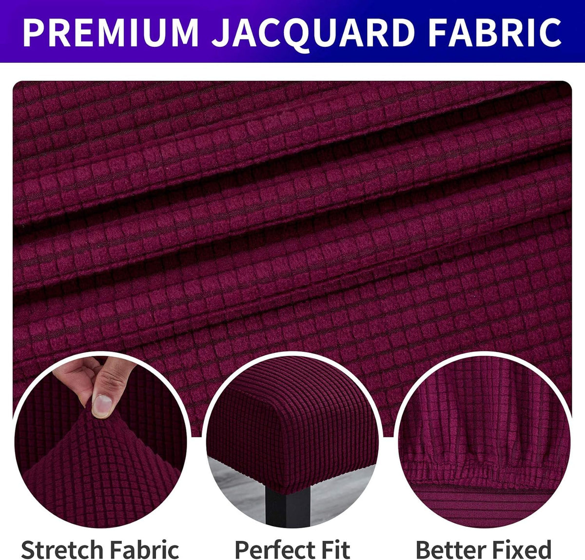 Howhic Stretch Chair Covers for Dining Room Set of 2, Removable Washable Dining Room Chair Covers, Dining Chair Slipcovers Seat Protector, Great for Home Upholstery and Banquet (Burgundy, 2 Pack)