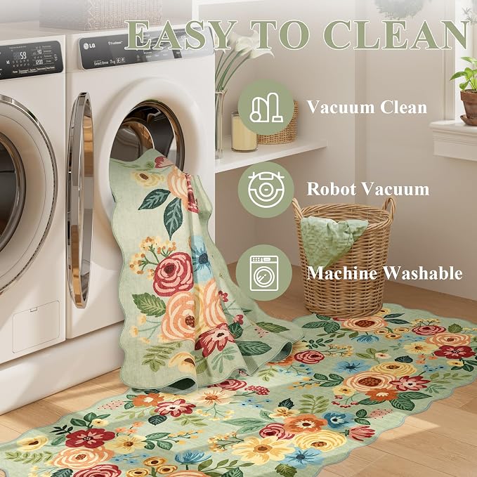 DUKINO 3x10 Runner Rug, Non Slip Floral Washable Rug - Image 7