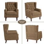 Lumibee High Back Accent Chair Set of 2,Upholstered Wingback Armchair with Solid Wood Legs for Small Spaces,Comfy Single Sofa Chair for Living Room,Bedroom,Office-Brown