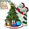 3D Personalized Our First Christmas Ornament 2025 | Peeking Over Staircase Couple Ornaments in Mask Couples Ornament 2025 Family of 2 Unique for a Couple Ornaments Couples Gifts