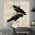 The Raven Wall Tapestry Nevermore Wall Decor Vintage Edgar Allan Poe Gothic Rustic Home Room Wall Hanging Tapestries 84x90 Inches for Living Room Bedroom Dorm GTQQAY1541