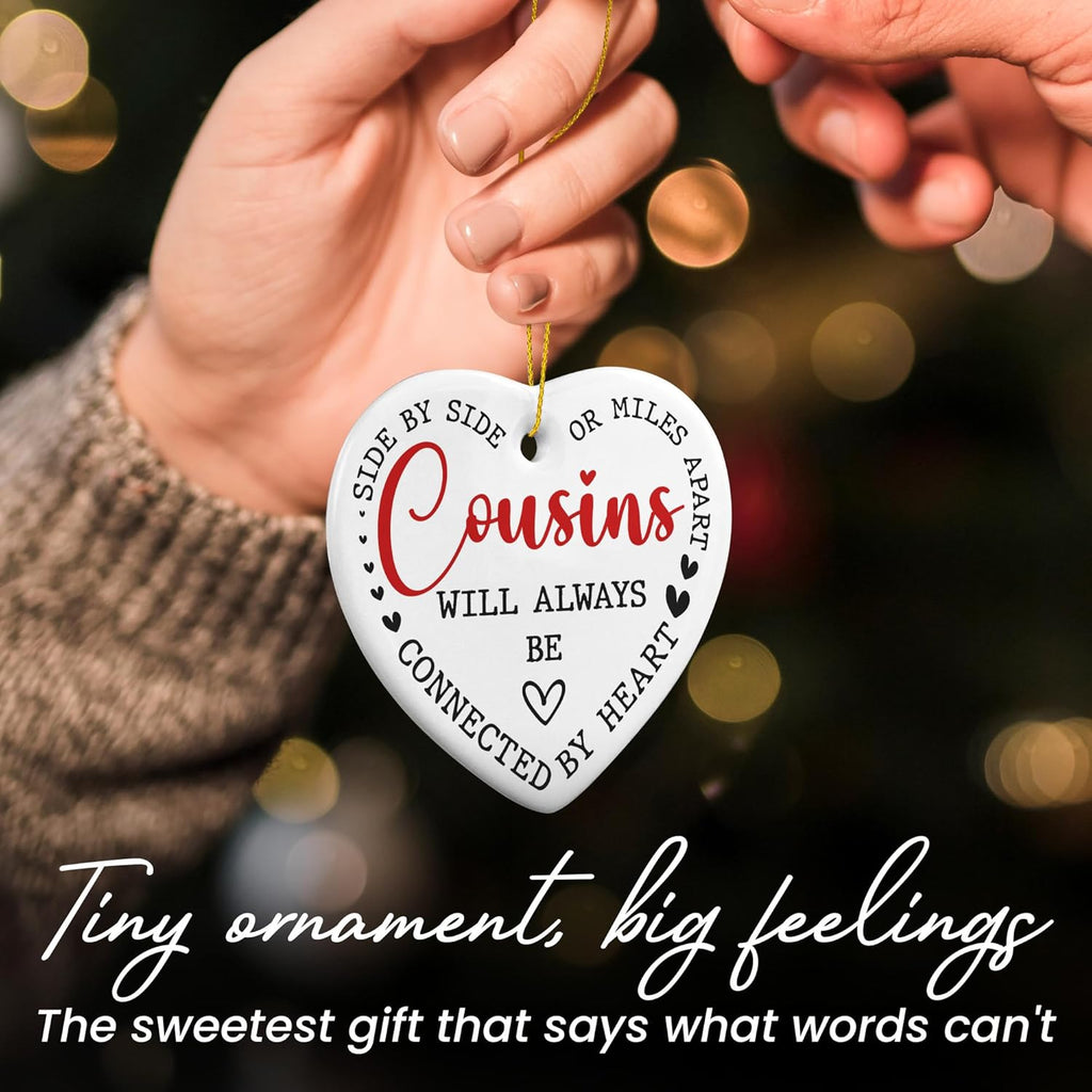 OASSIE Best Cousin Gifts for Women Men - Ceramic Christmas Ornaments 2025 for Tree Decorations - Birthday Long Distance Cousins Gifts for Cousins Female, Cousin Gift Ideas for Christmas Decorations