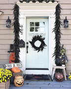 RECUTMS 2pcs Black Garland Artificial Hanging Plants 6 FT Boston Faux Ferns Garland Halloween Thanksgiving Party Outdoor Indoor Decor for Home