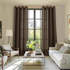 YoungsTex Brown Linen Curtains 108 Inches Long 2 Panels - Image 2