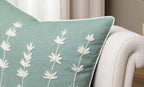 VAGMINE Hand Embroidered Daisy Accent Throw Pillow Cover - 20x20 Inches Square - 100% Cotton Light Teal Decorative Cushion Cover for Couch, Sofa, Bed - Textured Embroidery - Elegant Floral Home Décor