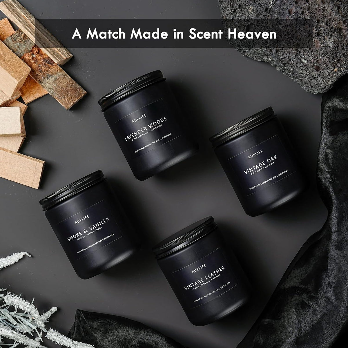 Scented Candles Set | Gifts for Men - 4 Pack Men Candle Set, Masculine Candle, Soy Candles for Home Scented, Gift for Dad Fathers Day -Scent of Cedar Oakmoss/Pine&Clove/Patchouli/Sandalwood