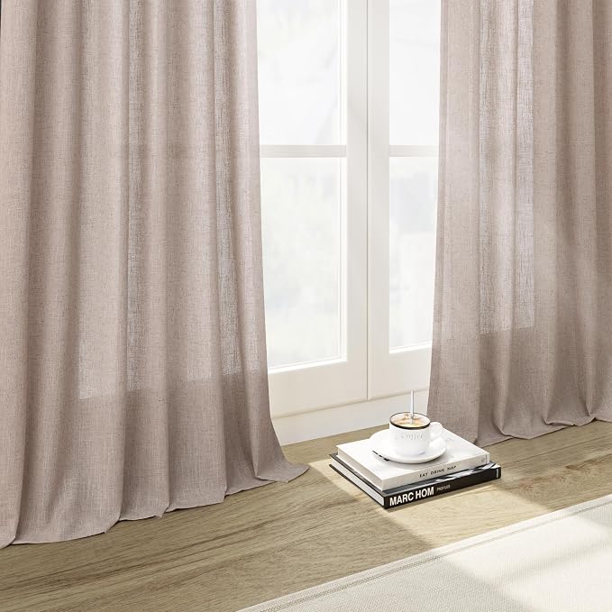 Oatmeal Linen Curtains 90 Inch Length 2 Panels Set - Image 7