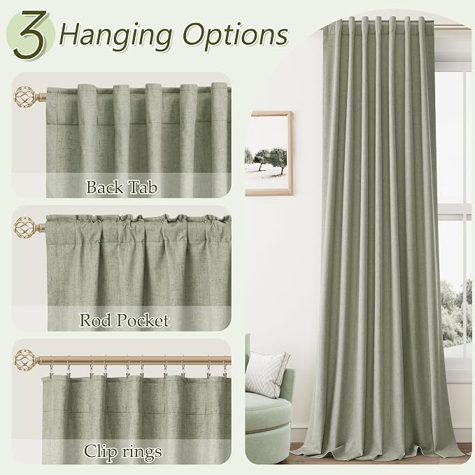 Sage Green 100% Blackout Curtains 63 Inch Length 2 Panels Set - Image 6