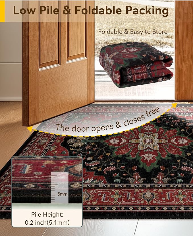 RELEANY Washable Area Rug, Small 2'x3', Water Repellent, Pet Friendly, Vintage - Image 4