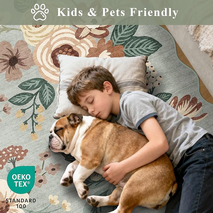 DUKINO 2x6 Runner Rug, Floral Washable Rug - Image 4