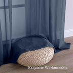 Navy Blue Sheer Curtains 108 Inches Long 2 Pcs, Rustic Farmhouse Dual Rod - Image 7