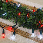 WATERGLIDE 2 Pack 50 LED Outdoor Christmas Lights, 16FT Battery Operated Mini String Lights with 8 Modes & Timer, Xmas Tree Lights Waterproof for Patio Garden Party Wedding Holiday Decor, Red & White