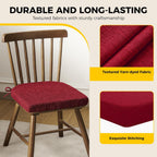 downluxe Indoor Chair Cushions for Dining Chairs, Soft and Comfortable Textured Foam Kitchen Chair Pads with Ties and Non-Slip Backing, 16" x 16" x 2", Red, 6 Pack