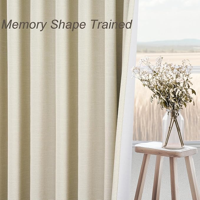 86 Inches Long Cream Colored Custom Blackout Linen Curtains Ivory Cream Pinch - Image 5
