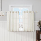 Cream Natural Linen Curtains 47 Inch Length 2 Panels Set Boho Farmhouse Living by Nanspring