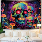 Xiaoput Skull Blacklight UV Reactive Skeleton Wall Tapestry for Bedroom, Living Room, Dorm Decor - 40x30IN