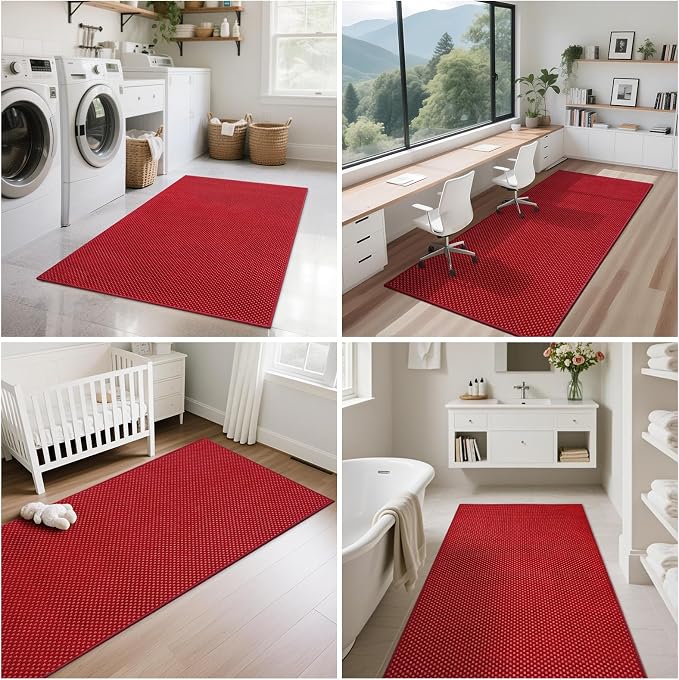 Kitchen Runner Rug Mat Non Slip Hallway Runner Washable Red 2x6 ft | Boho Soft - Image 8