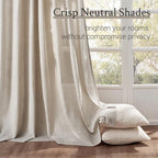 Topfinel Pinch Pleated Curtains 63 Inches Long 2 Panels Set, Oatmeal Semi Sheer - Image 3
