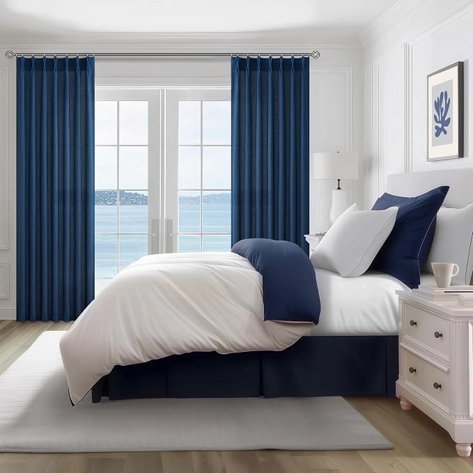 Pinch Pleated Denim Blue Curtains 102 Inches Long - Image 6