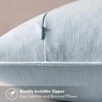 MIULEE Decorative Linen Euro Sham Pillow Covers 26x26 Light Blue | Boho - Image 3