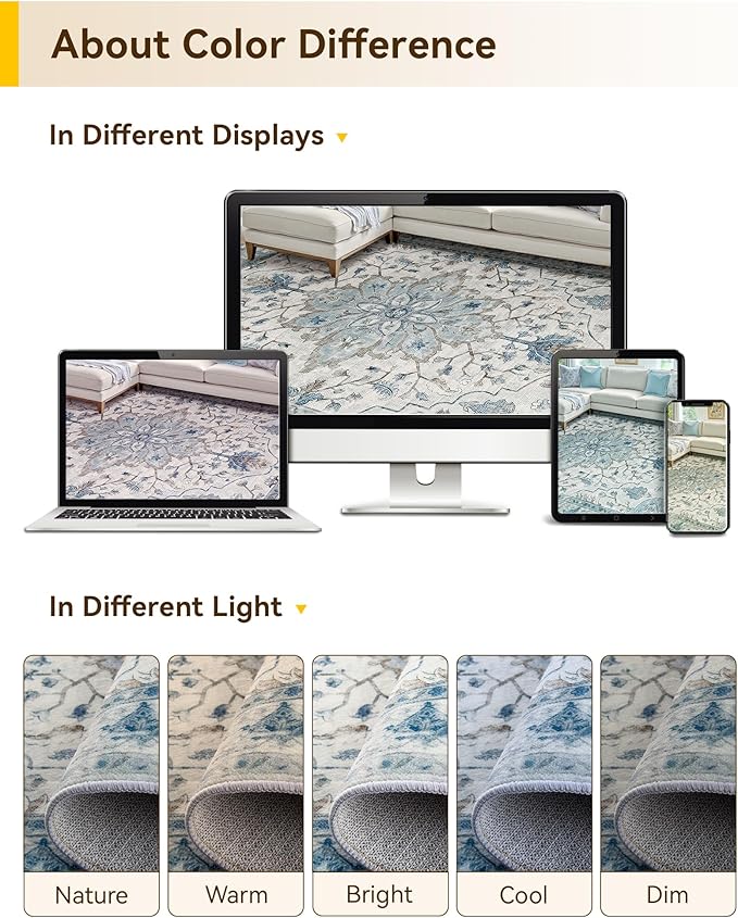 RELEANY Washable Area Rug, Large 10'x14', Water Repellent, Pet Friendly - Image 7