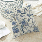 CXMEIFLY Spring Floral Birds Pillow Covers 20 x 20 Inch Set of 2 for Chinoiserie Flowers Decor Throw Pillows Blue and White Plant Outdoor Decorative Cushion Cases for Couch Bed Decorations