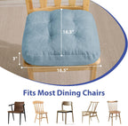 Chair Cushions for Dining Chairs, Dining Chair Cushions, Tufted Indoor Chair Pads with Ties & Non Slip Backing, Seat Cushions for Kitchen Chairs 16.5” x 16.5” x 3.5”, Set of 4, Light Blue