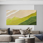 Abstract Wall Art Canvas Art Wall Decor Modern Green Wall Art Prints Chromatic Waves Large Minimalist Wall Art Decor Picture for Living Room Large Artwork for Walls Bederoom Office Decor 24"X48"