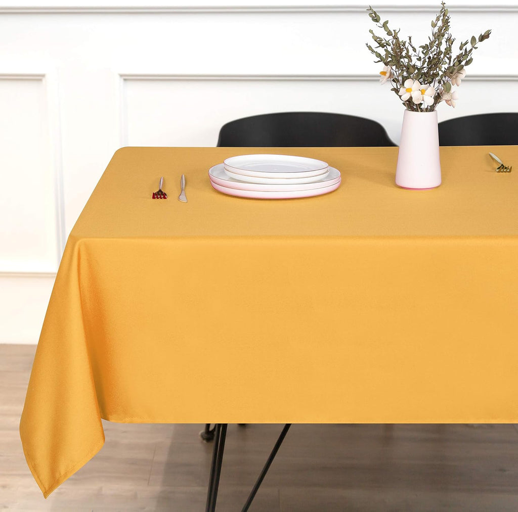 sancua Rectangle Tablecloth - 60 x 60 Inch - Stain and Wrinkle Resistant Washable Polyester Table Cloth, Decorative Fabric Table Cover for Dining Tables, Buffet Parties and Camping, Gold