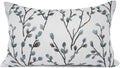 YOUR SMILE Classical Embroidery Jacquard Farmhouse Oblong Rectangle Chenille Teal Leaf Decorative Throw Pillow Case,12x20 inch
