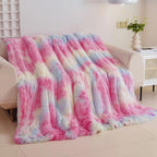 GONAAP Fuzzy Faux Fur Throw Blanket Queen Size Tie-dye Rainbow Super Soft Cozy Plush Fuzzy Shaggy Blanket for Couch Sofa Bed (Tie-dye Rainbow, Queen(90"x90"))