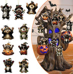 Halloween Tree Decoration,9 Pcs Funny Raccoon Acrylic Pendant, Terror Cartoon Animal Halloween Accessories, Funny Cartoon Christmas Tree Hanging Ornaments for Indoor Outdoo