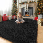 Amdrebio Black Shag Kids Area Rug 5x8 - Image 9