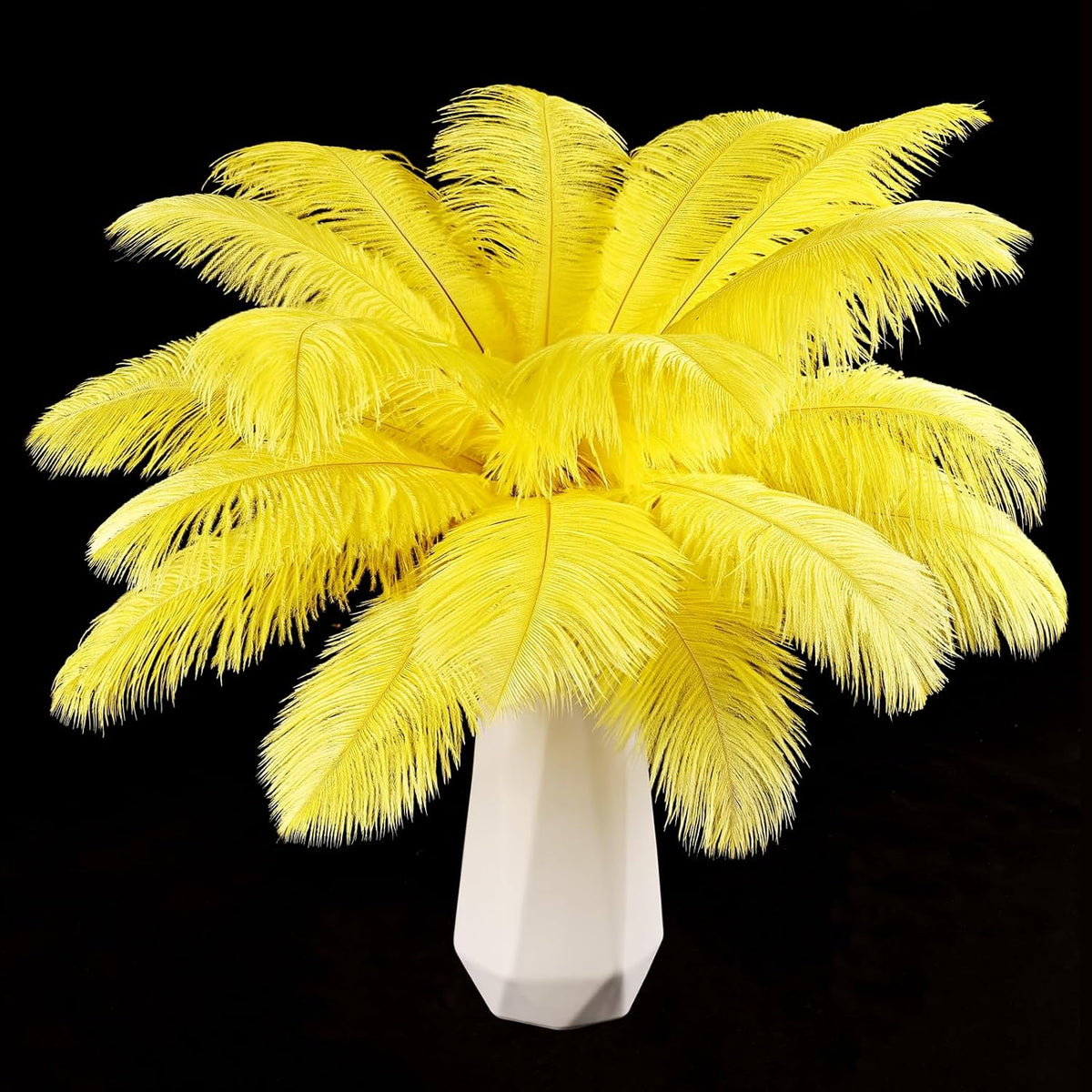 THARAHT Yellow Ostrich Feathers 12pcs Natural Bulk 10-12Inch 25cm-30cm for Crafts Wedding Party Centerpieces Halloween and Home Decoration Feathers
