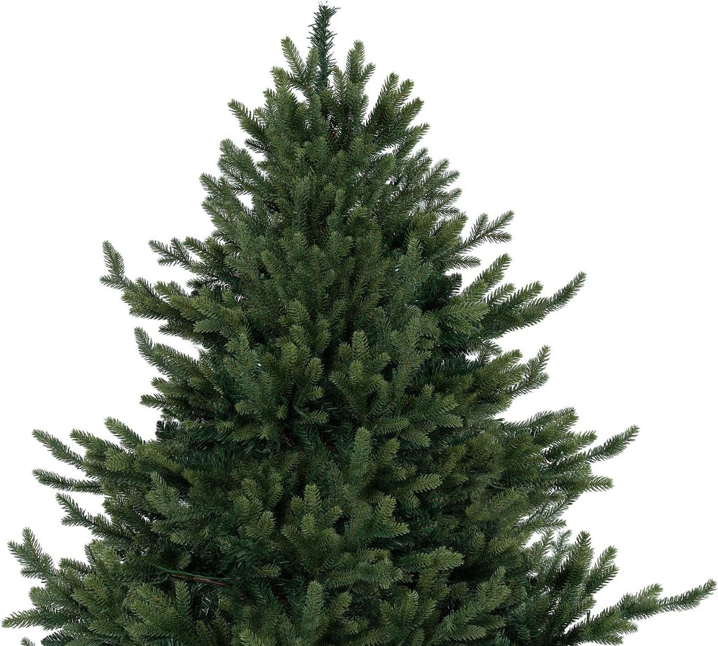 Naomi Home 7.5ft Traditional Christmas Tree with Lights Realistic Classic Christmas Tree Prelit with 4130 Branch Tips 600 Warm Lights and Metal Stand Aritificial