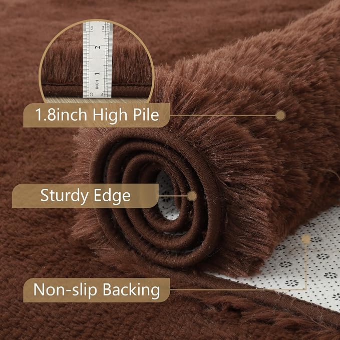 10x14 Extra Large Brown Fluffy Area Rug Non-Slip - Image 6