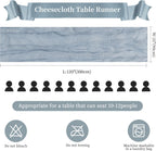 24 Pack Dusty Blue Cheesecloth Table Runner 10FT Long Boho Gauze Table Runner Rustic Sheer Runner for Wedding Bridal Baby Shower Birthday Party Table Decor Thanksgiving Christmas Decorations
