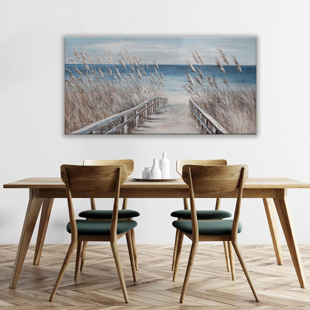 Canvas Wall Art Decor Large Wall Art for Living Room Vintage Coastal Wall Art Prints Landscape Beach Wall Art Decorations Blue Artwork for Walls Bedroom Office Kitchen Wall Decor 24" X 48"