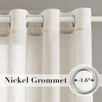 H.VERSAILTEX Linen Curtains Nickel Grommet Natural Linen Semi-Sheer Curtains 2 - Image 2